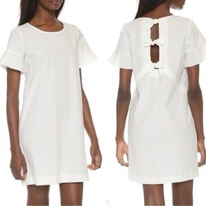 Madewell Bow Back White Dress w/Flutter Sleeve Ruffled & tie on back Size Medium